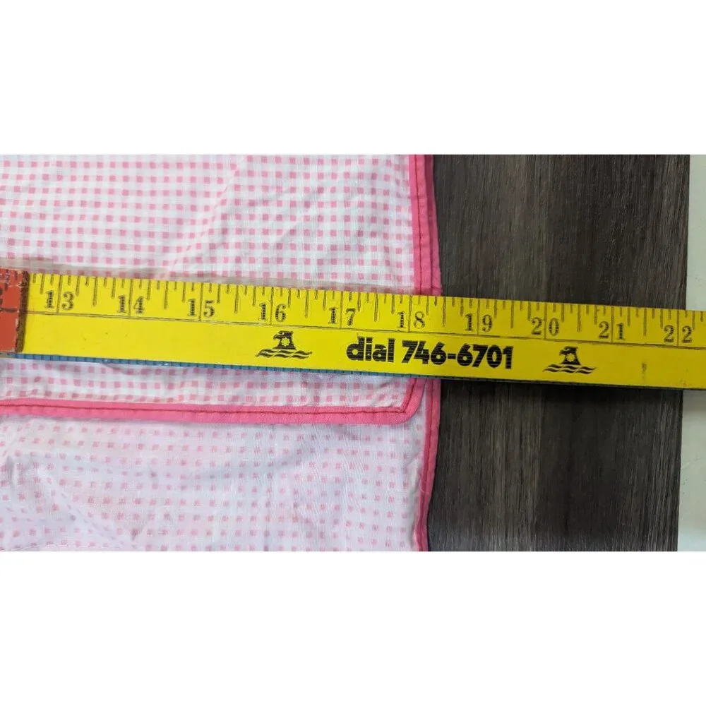 1965 Pink Retro Calendar Apron Gingham Check Design With Pockets Vintage Kitchen